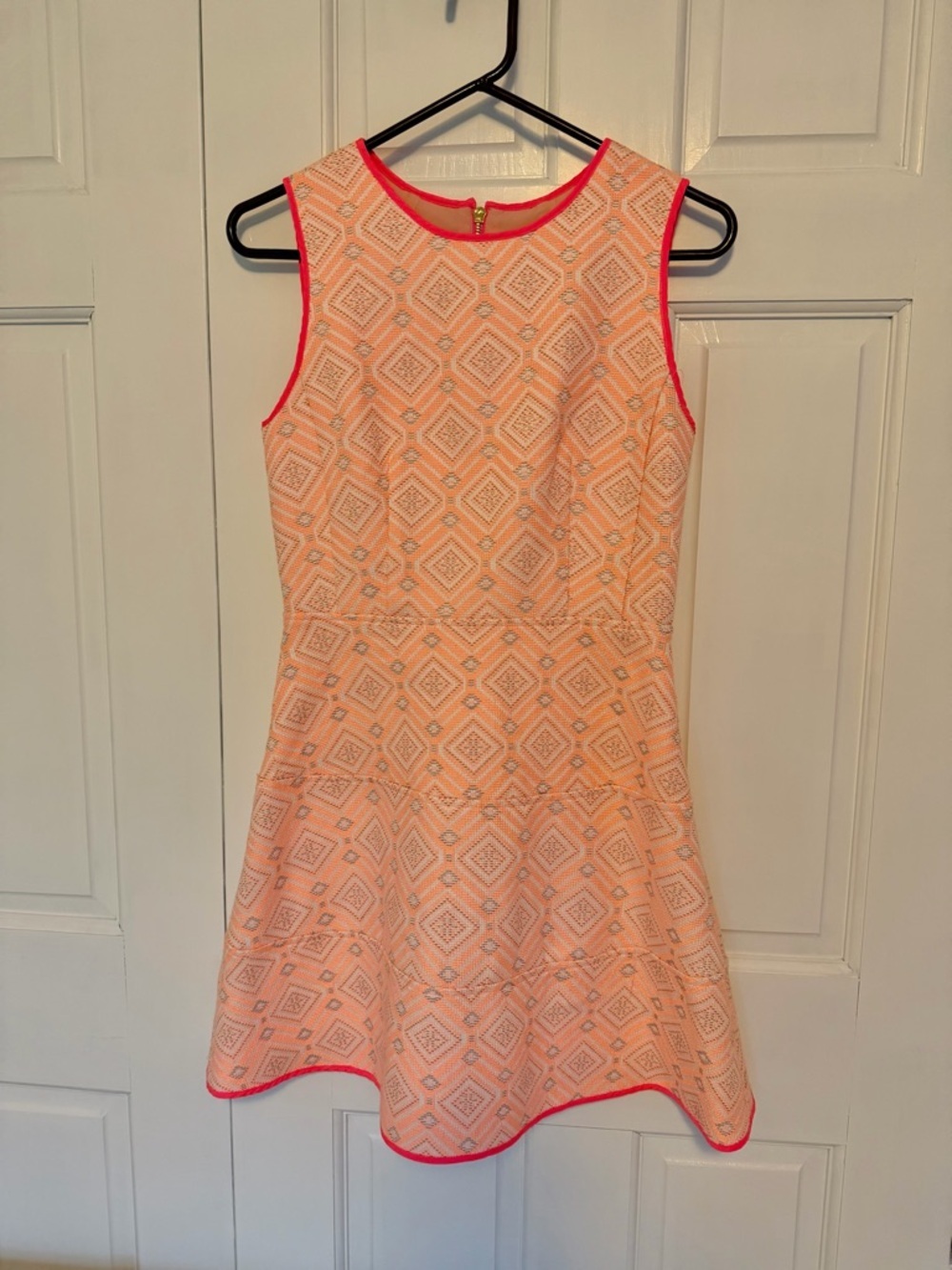 Sail to Sable Jacquard Dress Womens 4 Melon Fit Flare Sleeveless Textured